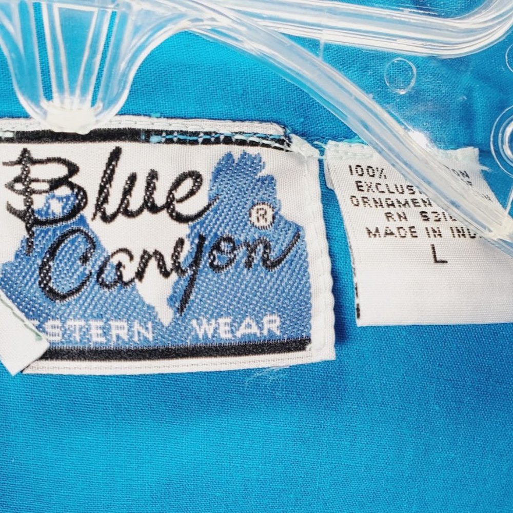 Vintage Blue Canyon Western Wear Shirt Large Beads - Picture 2 of 9